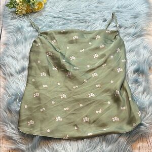Aritzia Green Floral Tank Top